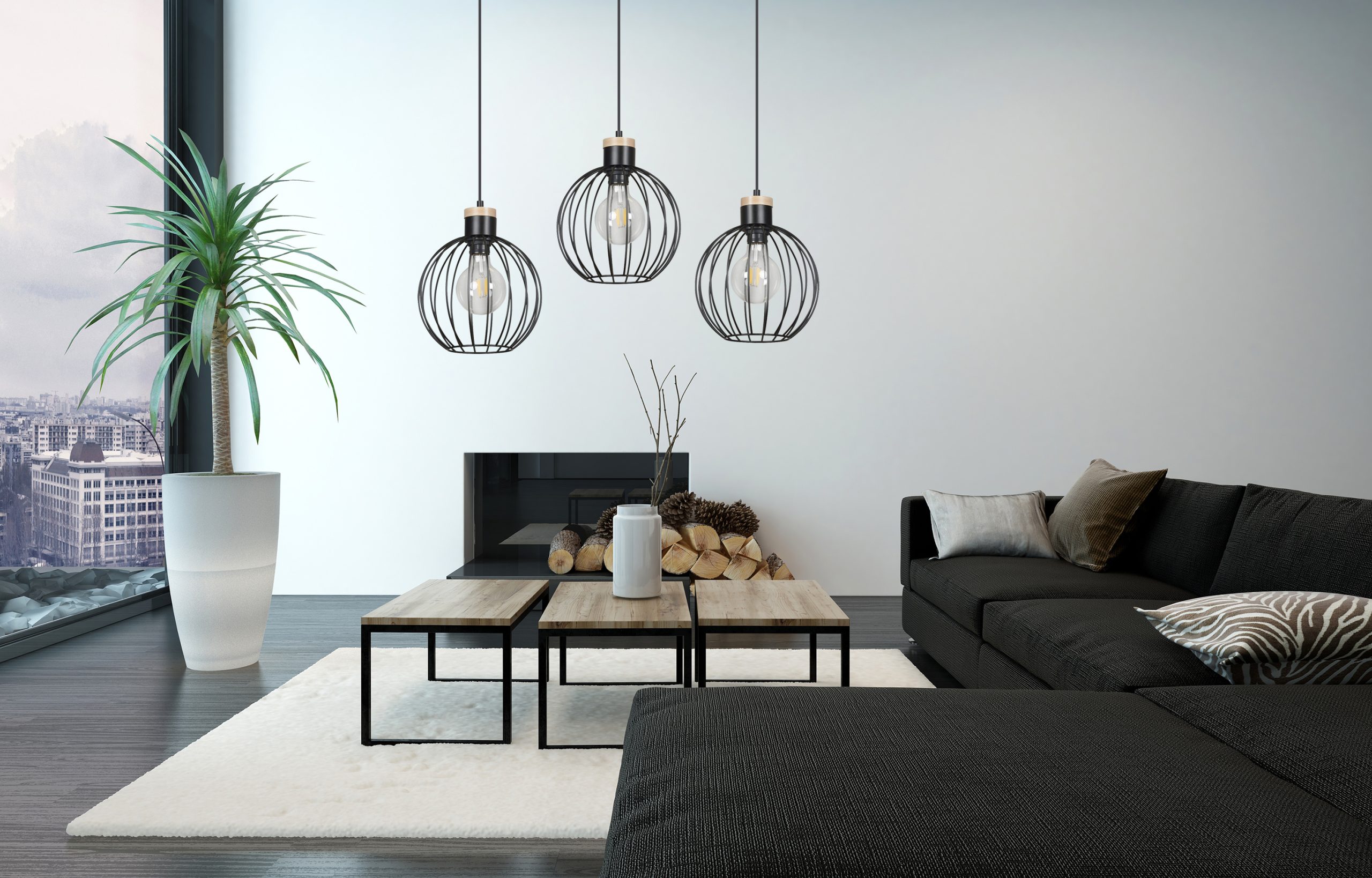 Spacious living room with modern furnishings